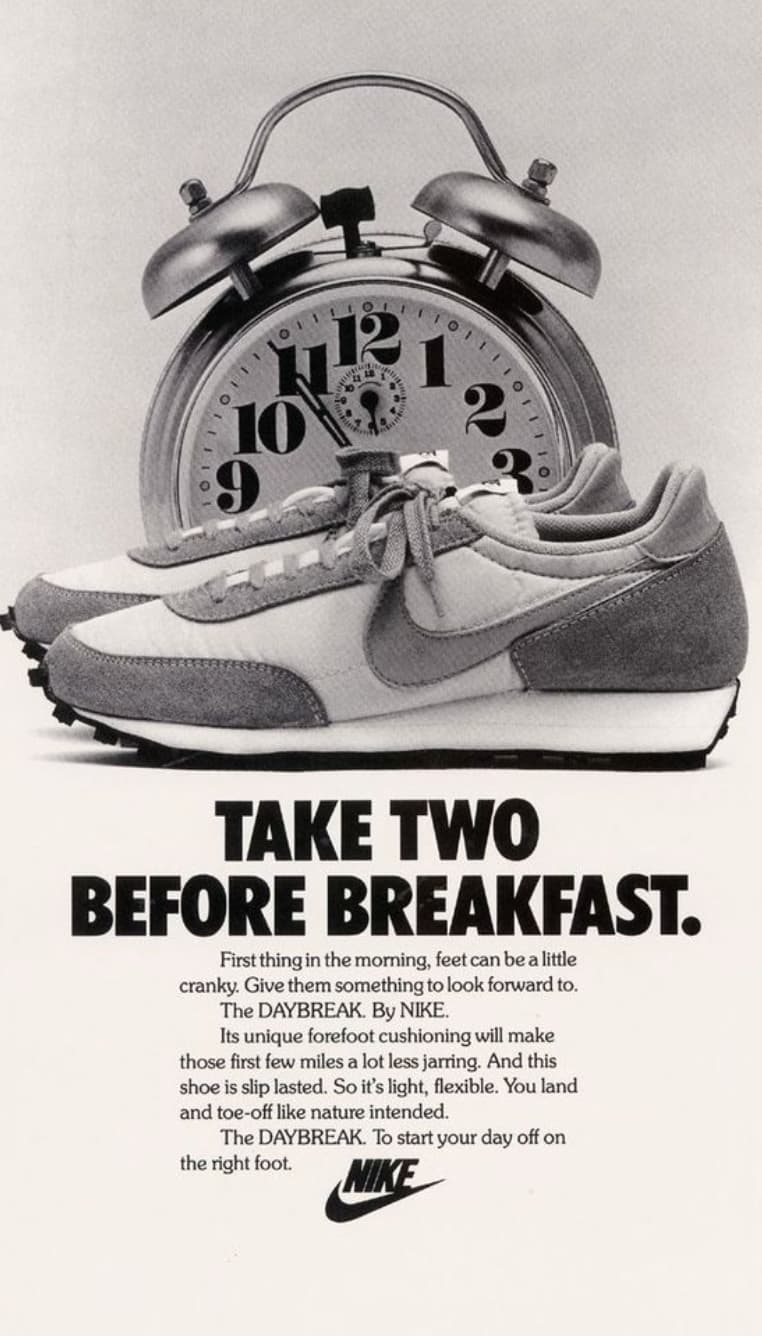 nike poster free - 10 12 Take Two Before Breakfast. First thing in the morning, feet can be a little cranky. Give them something to look forward to. The Daybreak. By Nike. Its unique forefoot cushioning will make those first few miles a lot less jarring. 